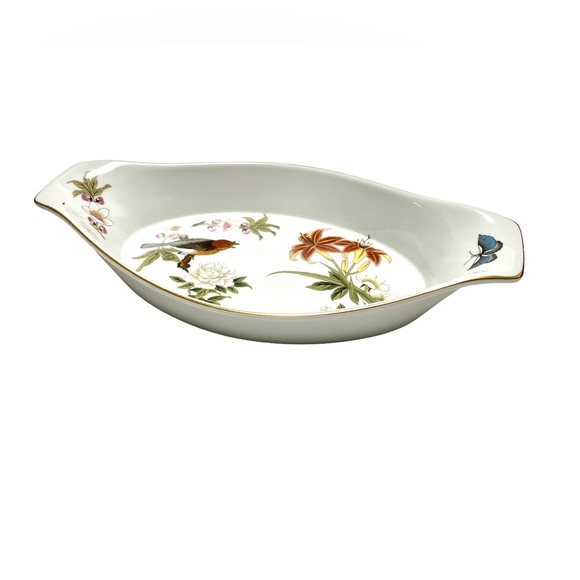 Shafford Chinese Garden Oval Oven To Table Dish Bird Butterfly Porcelain - Picture 2 of 8